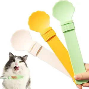 [2026]3PCS Cat Treat Squeeze Spoon Multifunctional Dispenser for for Wet Food, Licky Treats & Puree Tubes, Easy Feeding and Storage with with Extra Long Handle Design, Cat Accessories(3 Color)