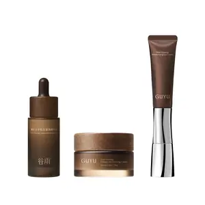 GUYU Ginseng Collagen Boosting Skincare Set. - 3-Piece Skincare Gift Set with 30g Face Cream, 20ml Face Serum & 15g EMS Eye Cream, Peptide & Compound K & Collagen, Microcurrent Technology, Collagen Boost, Firming, Wrinkles, Finelines, Radiance, Eye bags