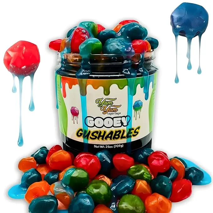Gooey Gushables – Sour Blue Raspberry Gushers in Liquid Candy Sauce ...