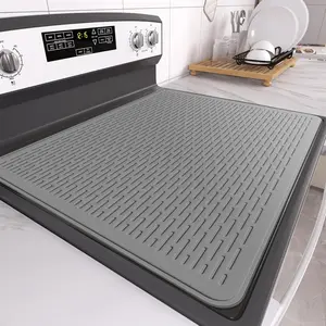28"x20" Rectangle Grey Silicone Stove Top Cover, Heat-Resistant Modern Kitchenware Tableware, Home Counter Protector Drying Mat