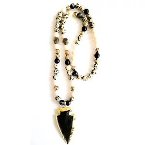 Obsidian Arrowhead Mala Necklace