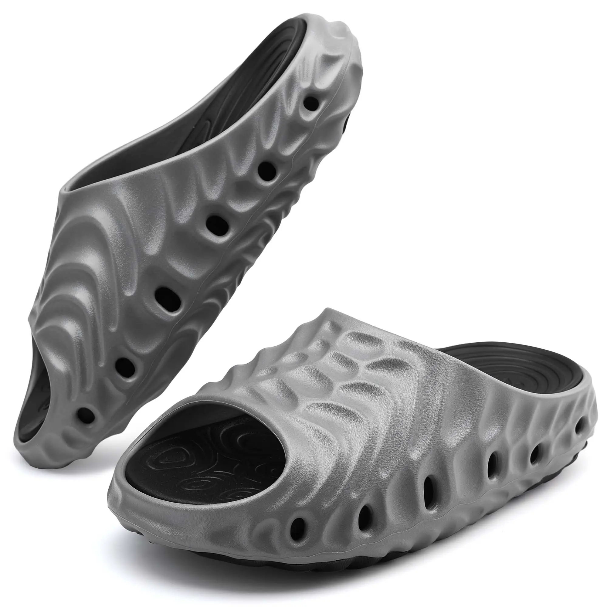SHOESLOCKER Men's EVA Slides, Athletic Slip On for Post-Sport Recovery with Soft Cushioning and Removable Insole, Breathable Cushioned Footwear, Thick Cushioned Slippers, Ankle