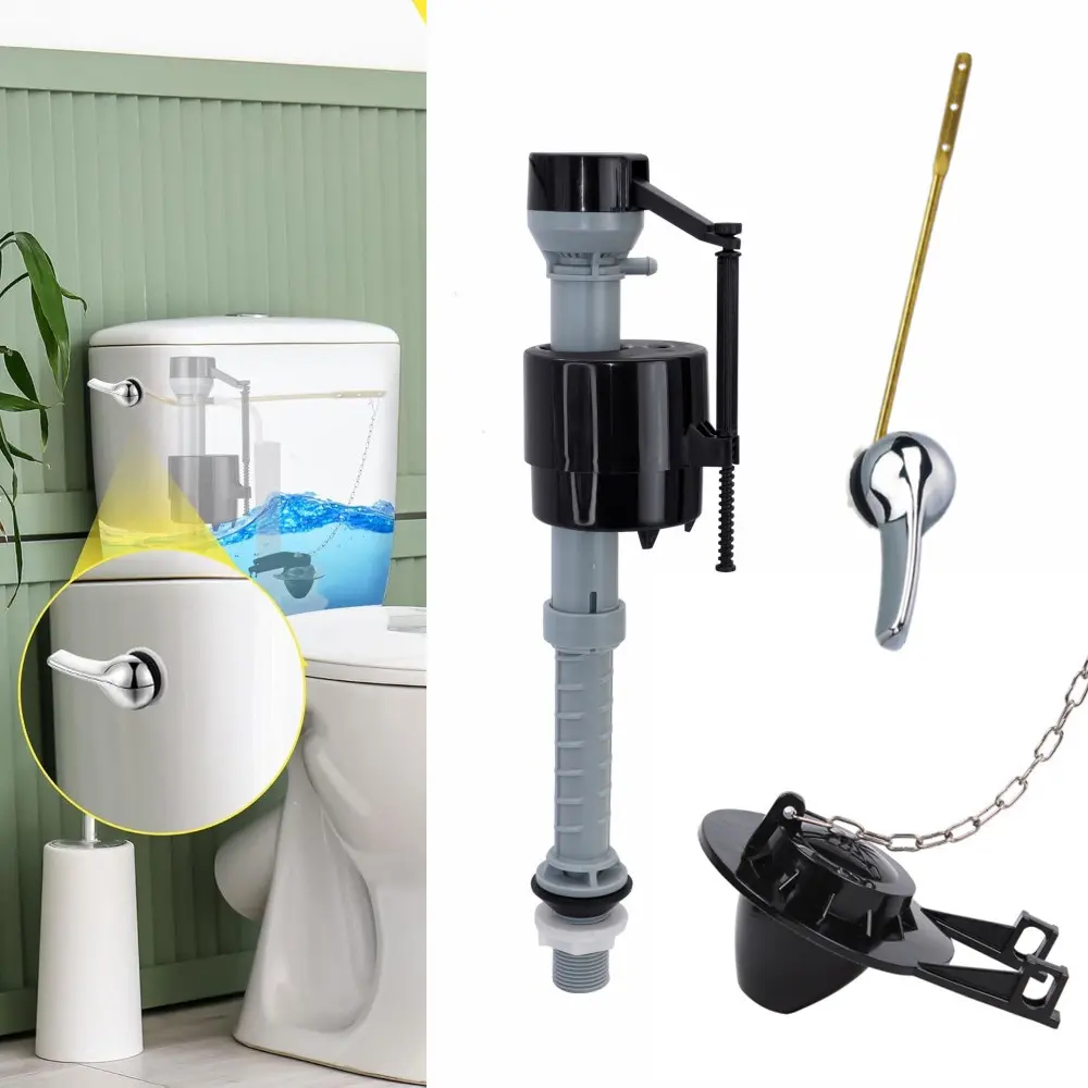 Universal Toilet Flusher Replacement Kit, Toilet Fill Valve and 2-Inch Flapper Replacement Kit, Toilet Repair Kit Inside Tank, Adjustable, Quiet and Easy to Install