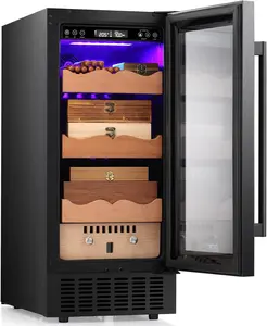 Electric Cooler Humidor with 3 in 1 Controls for Moisturizing,Cooling & Heating,Efficient and Intelligent Temperature Control, Built-in Swing Frame Made of Spanish Cedar, All Steel Material