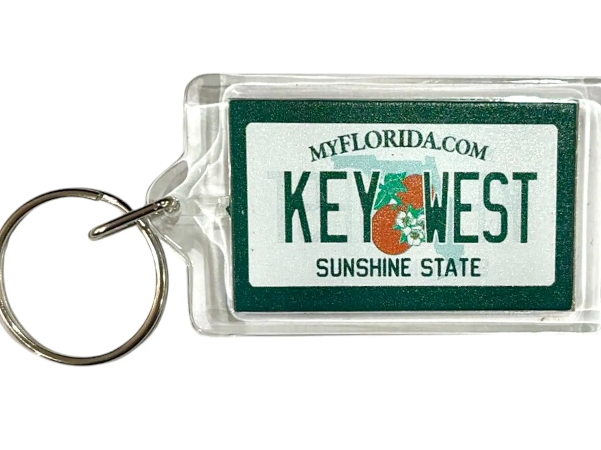 Key West Florida License Plate Acrylic Rectangular Souvenir Keychain 2.5" X 1.5"