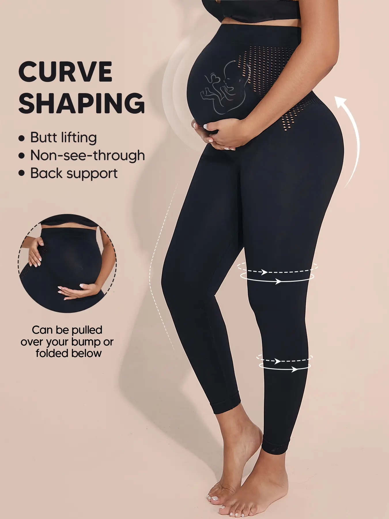 Maternity Workout Leggings Over Belly – High Waist Seamless Pregnancy Yoga Pants with Breathable Mesh Panels, Full Length Support Tights, Pregnancy Activewear, Maternity Clothing, Maternity Apparel, Pregnancy Clothes, Pregnancy Must Haves