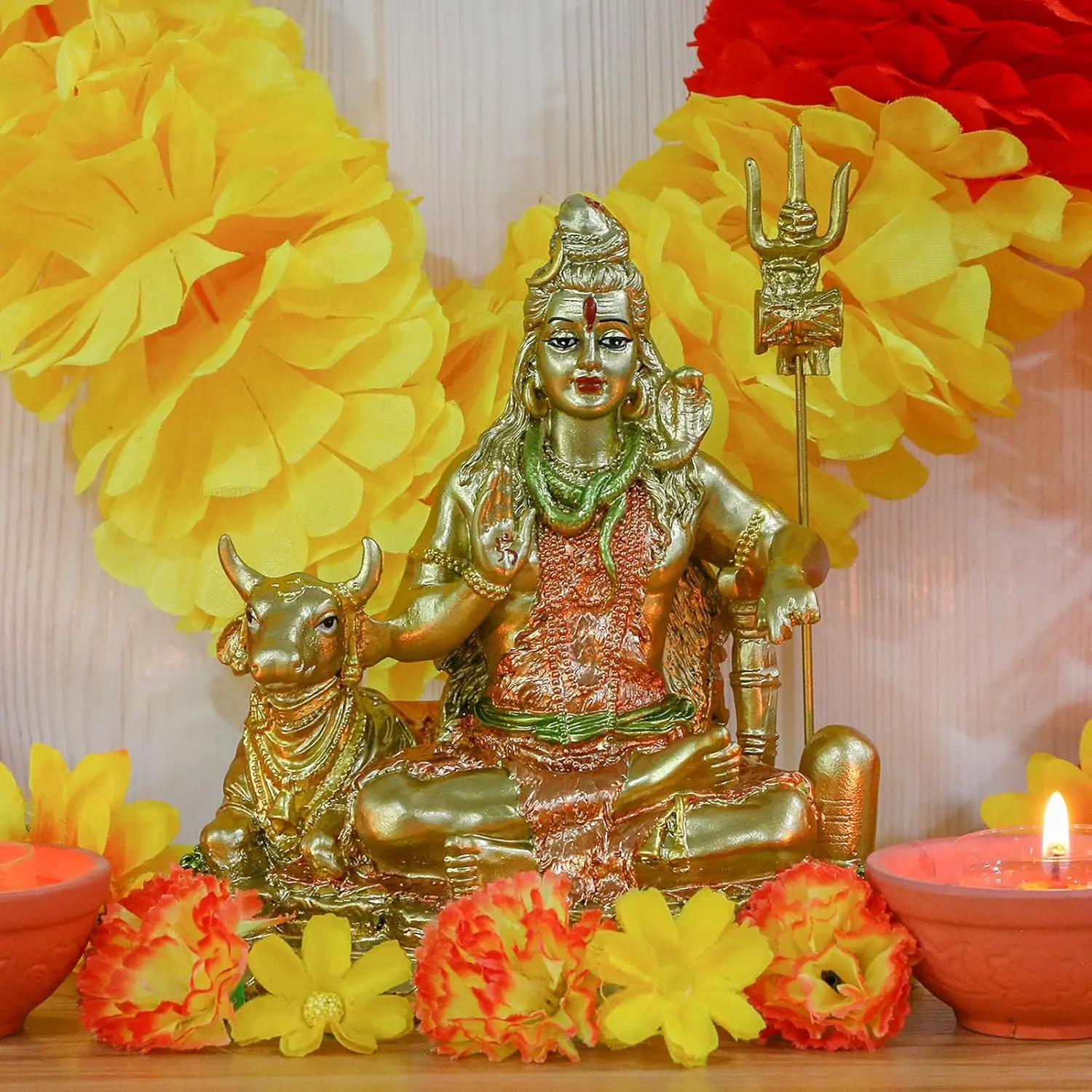 alikiki Indian God Shiva Idol Statue - Hindu God Lord Shiva Statue Indian Home Temple Mandir Pooja Item Puja Murti Decor Diwali Gifts Meditation Yoga Room Altar Shrine Decoration