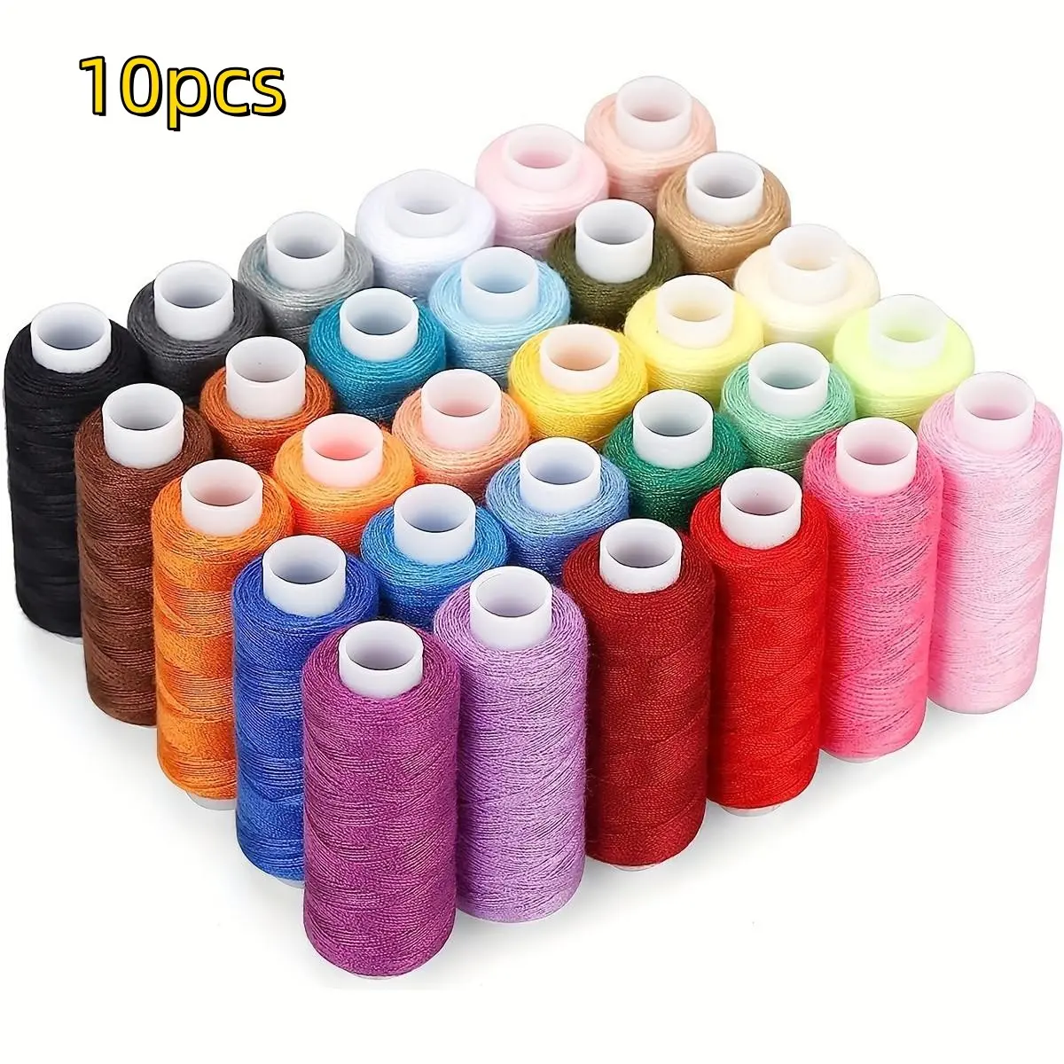 10 Rolls Random Color Polyester Sewing Thread Set, Ideal for Enthusiasts and Beginners, Perfect for Various Sewing Projects, Hand Stitched