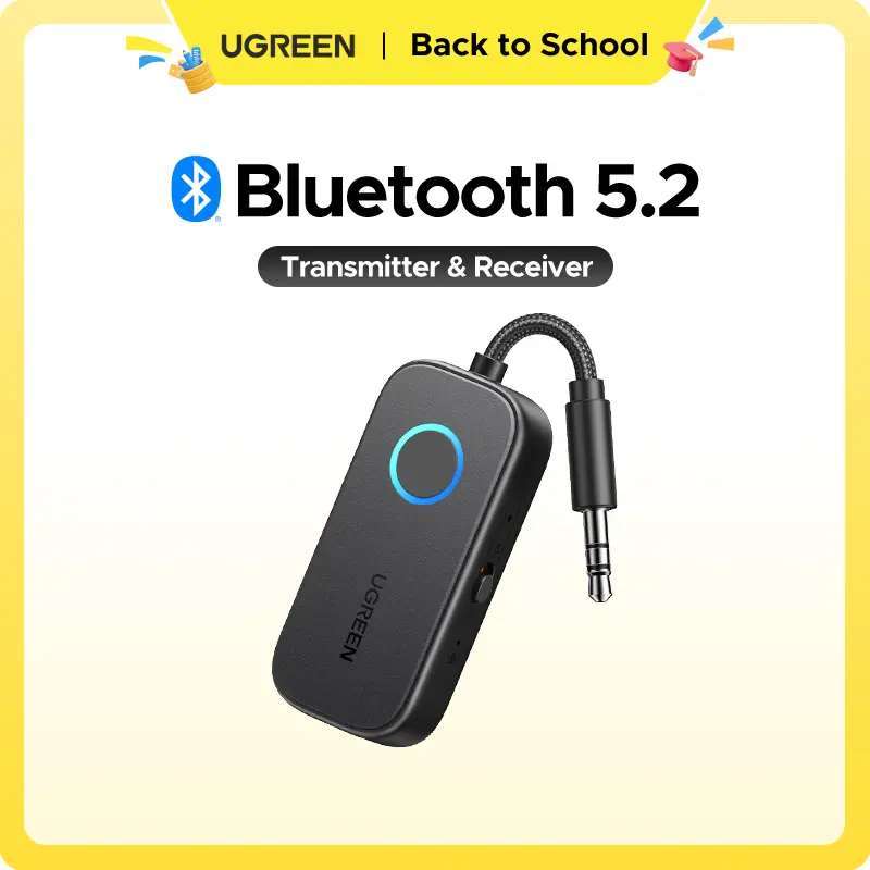 UGREEN 2-in-1 Bluetooth 5.2 3.5mm Audio Transmitter & Receiver Adapter for Airpods, Headphones, TV, Vehicle Accessories, 24 Months Warranty, Compatible with MP3 Devices, Ideal for Flight Use, Multifunction,TikTokShopBackToSchoo