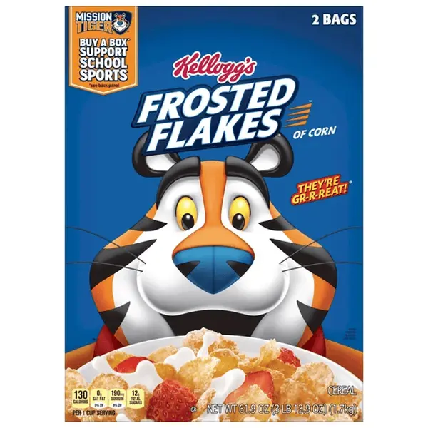 Kellogg's Frosted Flakes Breakfast Cereal with Frosting & Folic Acid - 30.95 oz Per Box, 2-Count (Total 61.88 oz) - Pantry Cupboard Staple, 41 to 100 Calories Per Serving