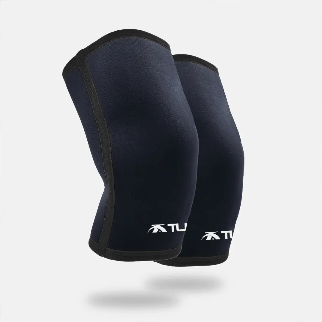 TUFF 7mm Compression Knee Sleeves - All Black Neoprene Option with Longer Design for Strongman Sports Support, Neoprene Knee Sleeve, Sports Compression Sleeves