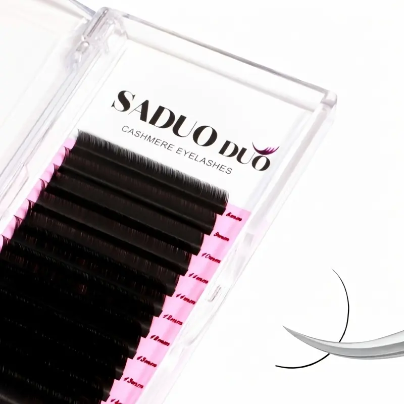 Cashmere Eyelash Extensions Tray, D Curl 0.07mm Individual Lashes for a Natural Look, Super Matte Black Finish, 8-15mm Mixed Lengths for Lash Techs, Eyelashes Extensions, False Eyelashes & Adhesives