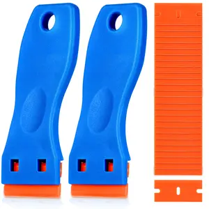 Plastic Razor Blade Scraper Set 2PCS Tool with 120PCS Blades for Stickers Decals Adhesive Labels Paint Glass Car Window Caulk No Scratches
