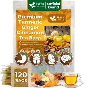 Turmeric Ginger and Cinnamon Tea, 100% Natural, Anti-Inflammatea. 100% handmade, Eco-conscious Tea Bags. No Sugar, No Caffeine, No Gluten, Vegan.