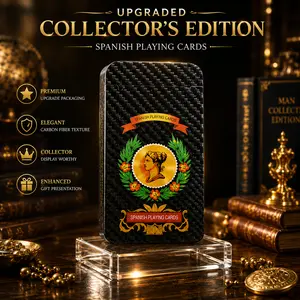 Classic Black Spanish Playing Cards, Waterproof Plastic Deck - Durable and Easy to Handle for Briscas, Puerto Rico Games, and Family Fun for Beginners