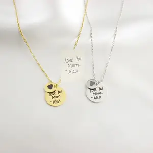 Engraved Handwriting Necklace • Custom Signature Pendant • Handwritten Message Jewelry • Timeless Keepsake Gift