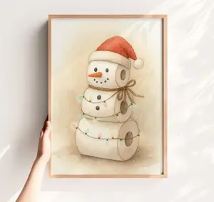 [Sale Up To 50%][No frame, Free Ship] Toilet Paper Snowman Christmas Print, Funny Bathroom Decor, Cute Holiday Wall Art, PRINTABLE Toilet Poster, Rustic Winter Printable 