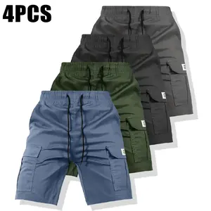 Men’s Casual Solid Color Cargo Shorts – Regular Fit Drawstring Cargo Shorts with Side Pockets – Suitable for Summer Outdoor Leisure and Work GARMENTARY