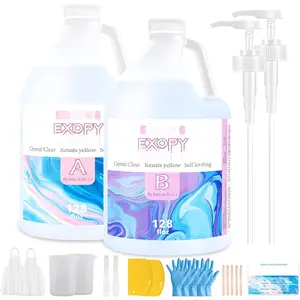 2 Gallon Epoxy  Kit with Pumps,  Clear Epoxy  High Gloss No-Yellowing a Epoxica for Casting Coating, Countertop, Table top, Bar, Craft  Epoxy  Filler