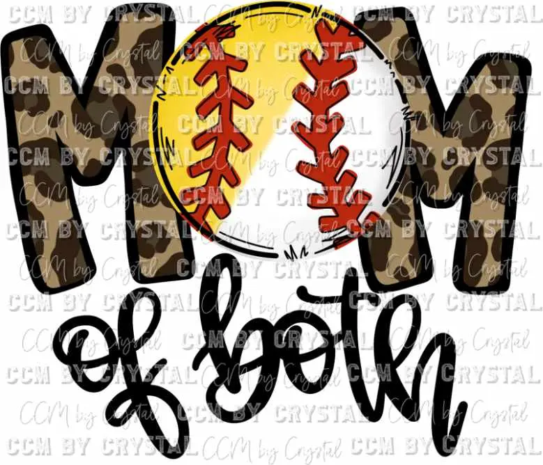 Mom of Both Softball Baseball Ready to Press Transfer Direct to Film DTF Transfers