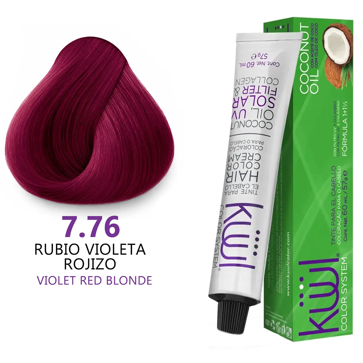 Kuul Color System [ 7.76 ] Rubio Violeta Rojizo | Violet Red Blonde | Tinte Para El Cabello | Permanent Hair Dye | 3.04 fl oz / 90 ml