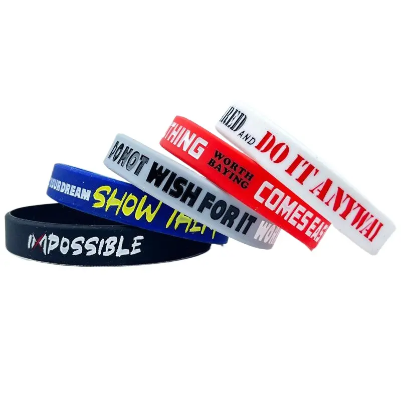 Silicone Rubber Bracelets, 10-Pack with Motivational & Inspirational Quotes for Teens & Adults, Stretch Gym Accessories, Rubber Motivational Accessories