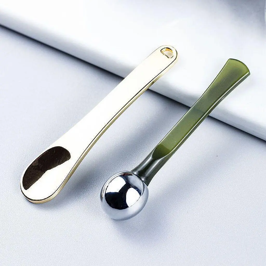 2pcs Mini Portable Eye Cream Spatula Set, Durable Reusable Eye Cream Spoon, Great For Facial Massage, Skincare Tool For Women Girls