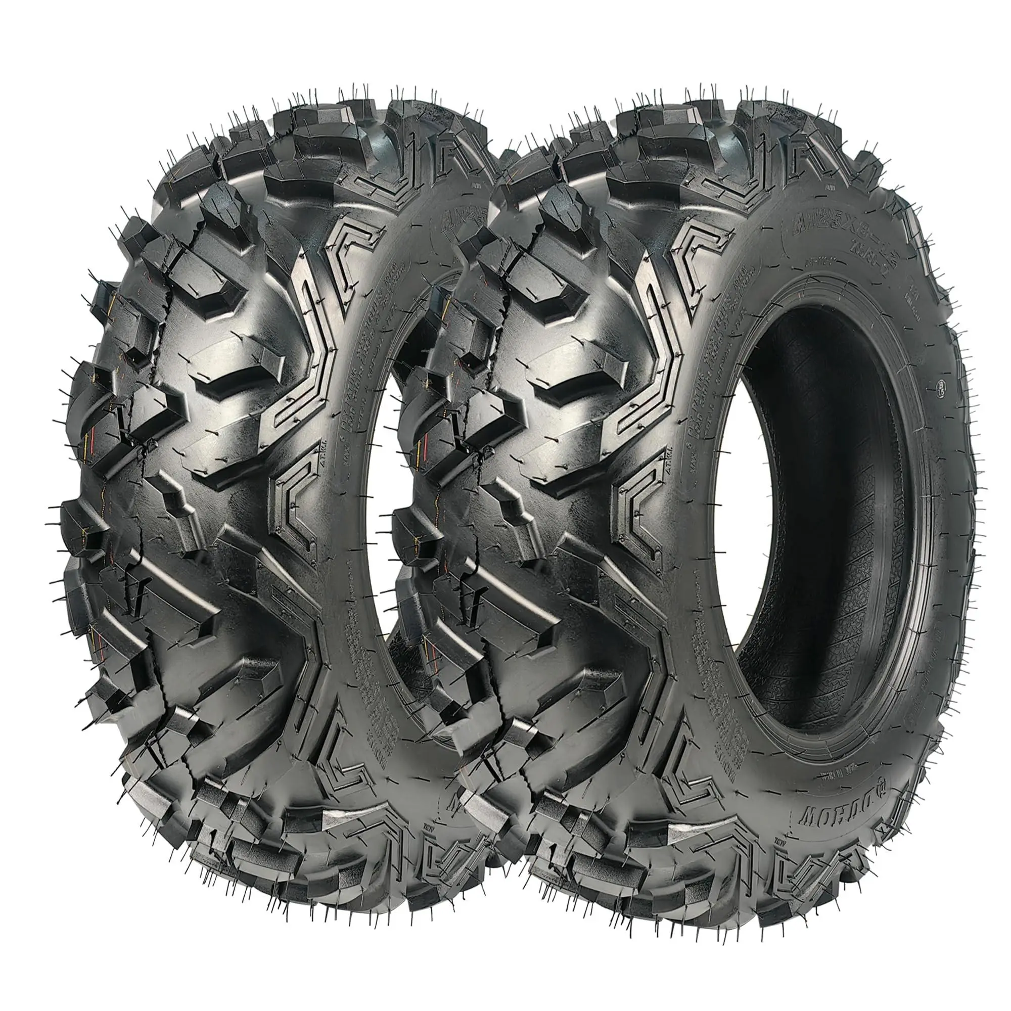 Gaomon 2-Pack Front ATV Tubeless Tires, 25X8-12 Size, 6-Ply Rating, Knobby Tread for Superior Grip & Durability, Rim-Fit for Sand & Rock Terrain