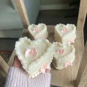 Coquette Cake Candles with Bows - Decorative Candle - Ornaments Cozy Vanilla