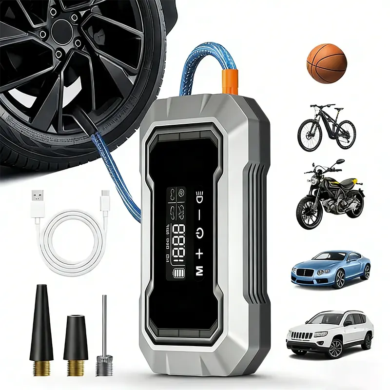 NARBELL Portable 150PSI Cordless Rechargeable Tire Inflator Air Compressor - 5X Faster, Digital Gauge, Auto-Off, LED Light, Batteries Included - Car, Bike, Motorcycle Accessories - Christmas, Birthdays Gifts (Unisex, Fitness for Everyone), Father’s Day