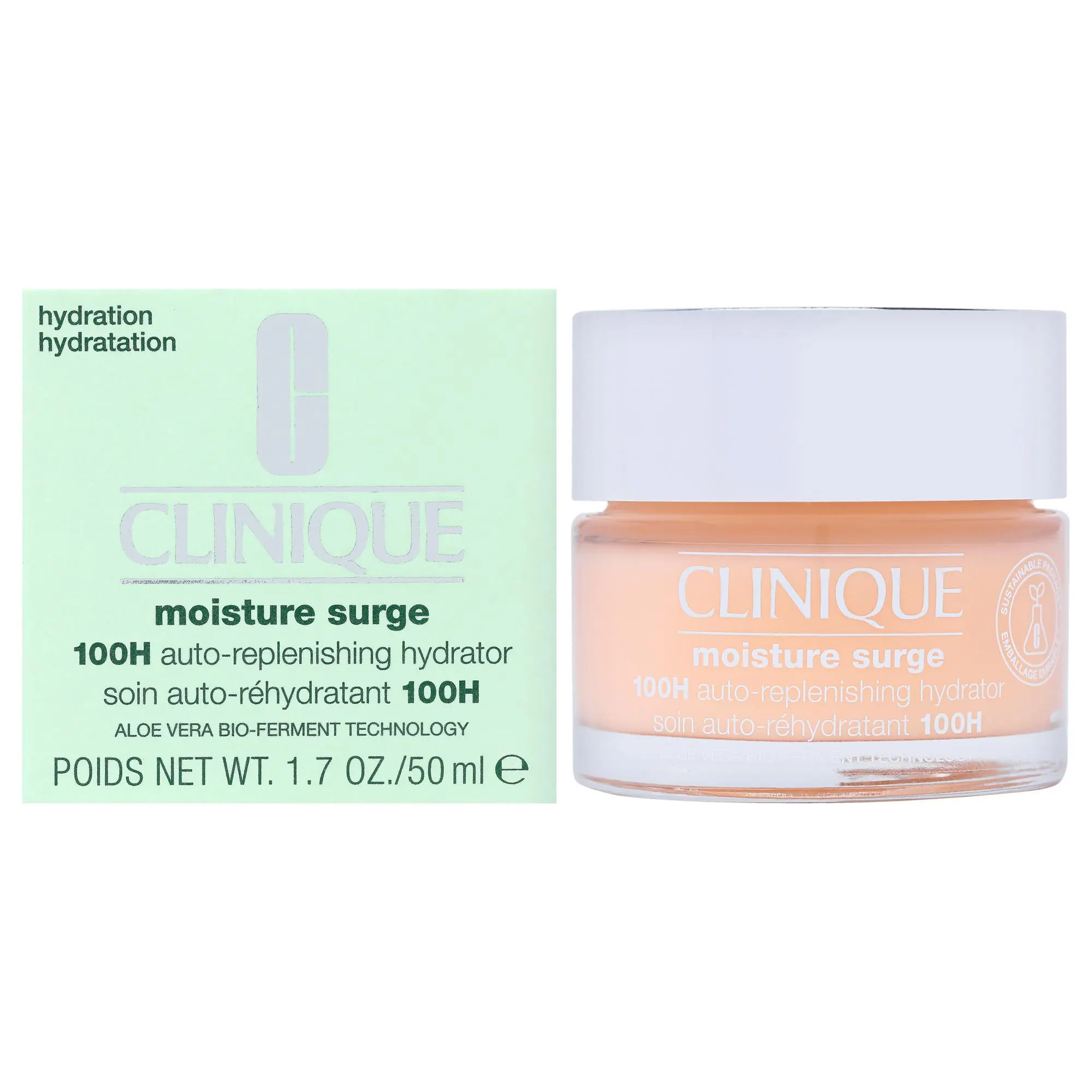 Unisex Clinique Moisture Surge 100-Hour Auto-Replenishing Hydrator - 1.7 oz Liquid Moisturizer with Aloe Ferment, Moisturizing Daily Hydration for Normal Skin, Anytime Use, Single Unit