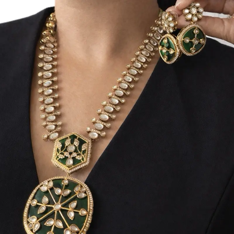 22K Gold Plated Handmade Necklace & Earring Set ! Luxury Indian Jewellery  #2301