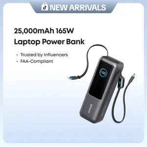 Anker Portable Laptop Power Bank with Built-In Cables, 25,000mAh High-Capacity Battery, Fast Charging for 4 Devices, Ideal for Office and Trips, Compatible with iPhone 17/16, MacBook, Galaxy, and More