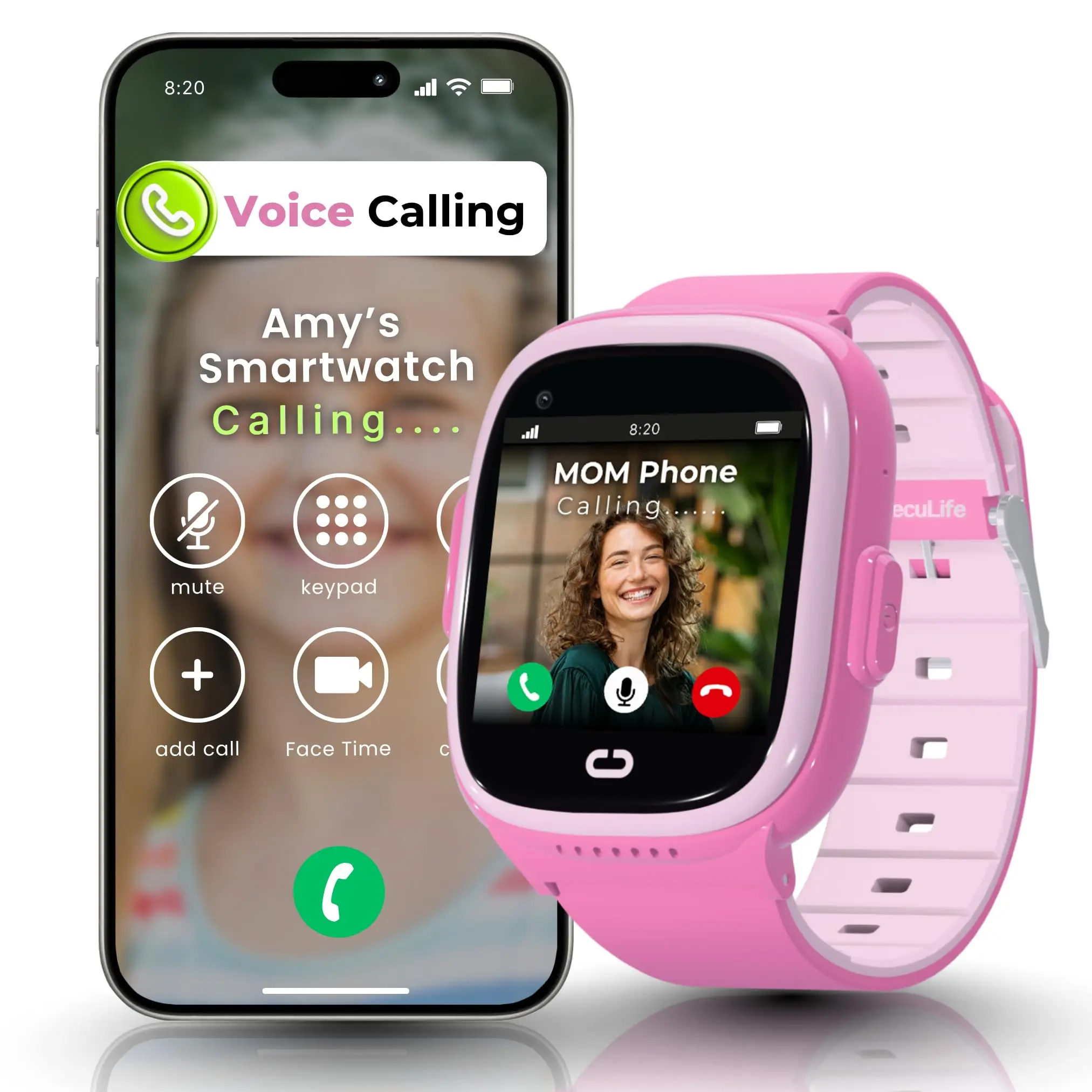 Emojikidz Smart Watch for Kids with GPS Tracker, Audio & Video Calling, SOS Alerts, HD Camera, Fitness Tracker, Parental Controls, Kids Smart Watch for Boys & Girls (Pink)