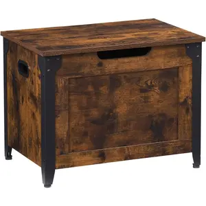 Brown Storage Chest, Wooden Storage Trunk, Storage Bench with Safety Hinge and Lift-Top for Entryway, Bedroom, Living Room