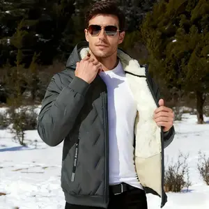 Autumn and Winter Men's Jacket - Sherpa lined Thick Wool Warm Jacket, Suitable for Daily Leisure and Outdoor Men's Top Winter Clothing Men's Warm Jacket Winter Clothing Men's Zipper Jacket CoatRAIMENTRY