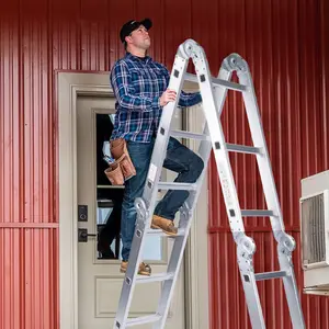 330lb 12.5ft Multi Purpose Aluminum Extension 7 in 1 Folding Step Ladder Foldable Lightweight Scaffold Ladder