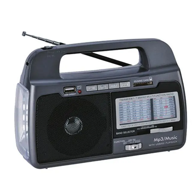 212 MAIN Rechargeable Portable Radio Receiver, High Sensitivity 9-Band AM FM SW Radio with MP3 Player, USB and SD Port, Built-in Torch Light, Multifunctional Portable Radio