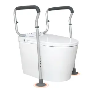 VEVOR Toilet Safety Rail, TikTokShopBlackFriday, Bathroom Toilet Seat Frame, Adjustable Width & Height Fit Most Toilets, Supports 300lbs, Toilet Handles Grab Bars with Padded Armrests for Handicap, Disabled, Seniors
