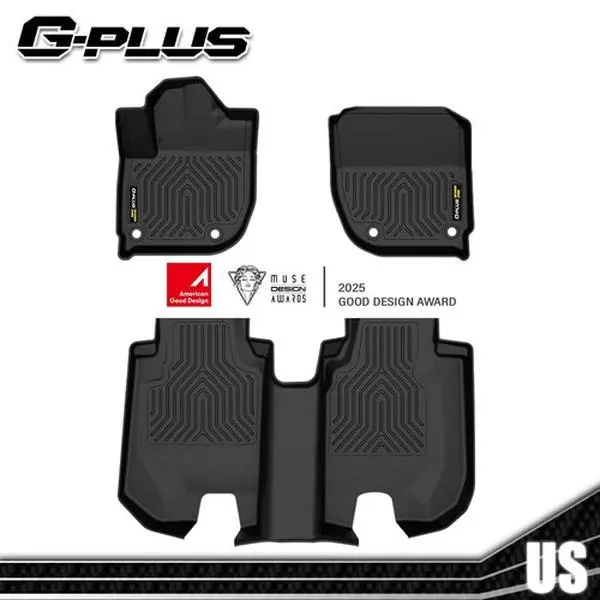 G-PLUS Automotive 3D Molded TPE All-Weather Waterproof Nonslip Floor Mats, Anti-Slip Grip Car Accessories for 2016-2024 Honda HR-V, 1st & 2nd Row Black Liners That Resists Curling for Confident Driving