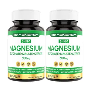 Oxyenergy High Absorption Magnesium Complex Daily Supplement - Magnesium Glycinate, Nootropic Mineral, Calm Sleep Support, Muscle Function & Cognition Boost, Selfcare for Fitness Enthusiasts, 90 Capsules/Bottle