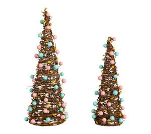 Nearly Natural 12" and 16" Rattan Easter eggs Tree - Set of 2