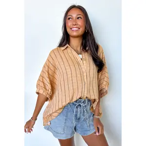 Beckham Oversized Striped Button Down Top - BACK IN STOCK