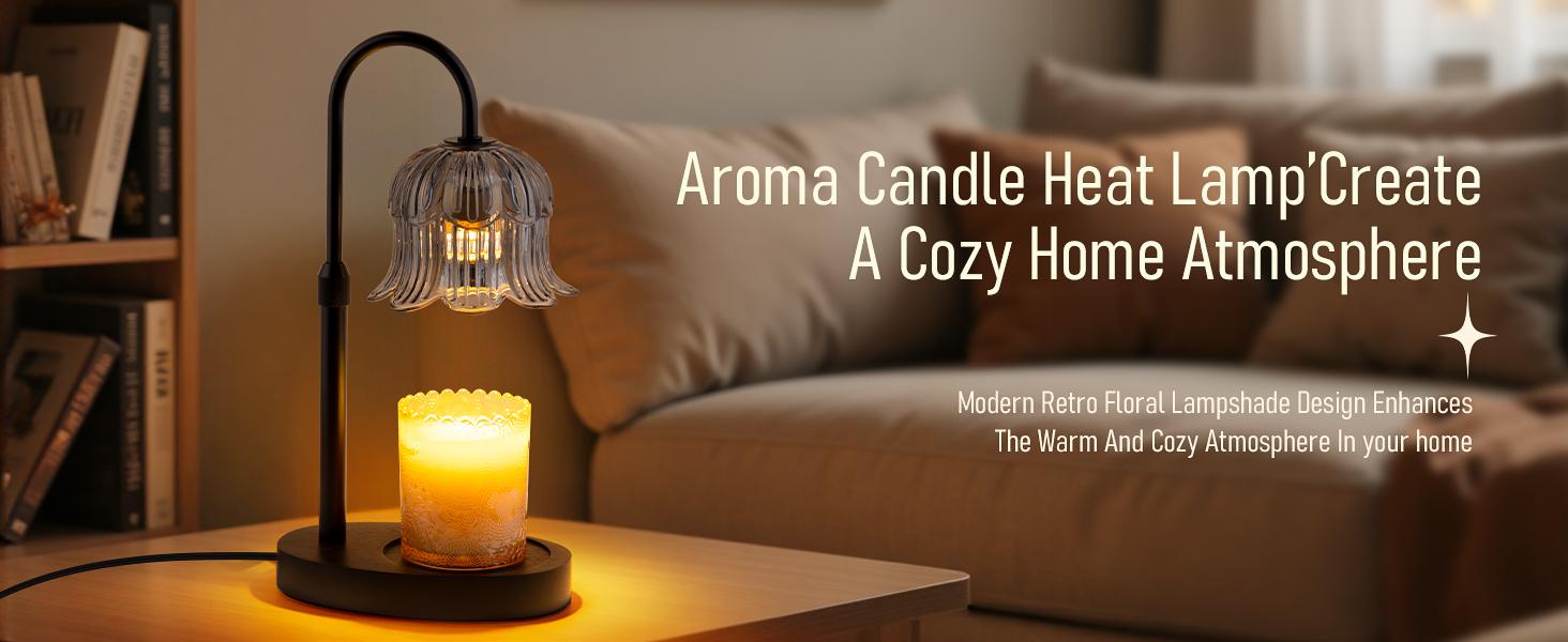 Candle heater light with timer: black crystal flower striped candle heater light, 2 bulbs, adjustable height, melts wax, dimmable, modern bedroom decor, TikTok Shop spring/summer seasonal collection, Father’s Day gift, gift for mom, home decor, household