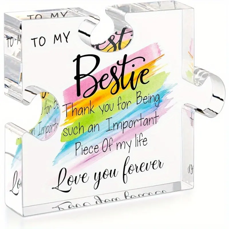 Puzzle Acrylic Best Friend Gift - Unique BFF Keepsake for Desk Decor,Perfect for Birthdays, Weddings, Valentine's Day & Christmas Ornaments Signs