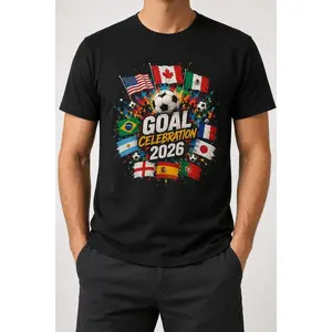 Men's Goal Celebration 2026 Soccer Flag Graphic T-Shirt, Short Sleeve Athletic Sports Tee