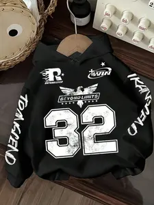 Women's Y2K Style Hoodie, Casual Streetwear, Letter Print, Graphic, Fitted Long Sleeve, All Seasons, Fashionable and Trendy