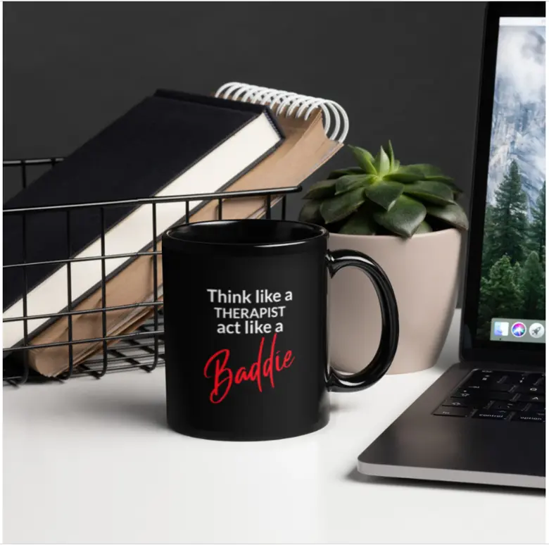 Think Like, Act Like A Baddie Black Glossy Mug