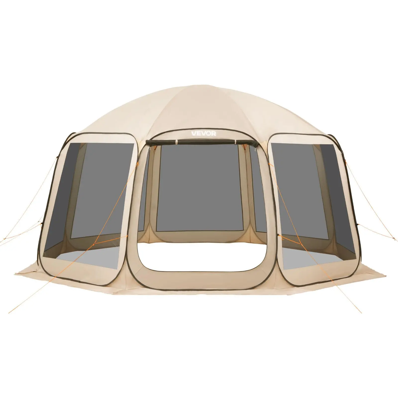 【FathersDayGift】VEVOR Screen House Tent, 15 x 13.8 ft, 12-15 Person Pop Up Screen Tent, Portable Screened in Canopy with Carry Bag, Netting Sides, Ground Stakes, for Garden, Patio, Backyard, Outdoor Activities, Beige