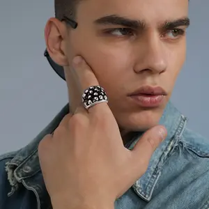 FaithHeart Skull Skeleton Band Ring Chunky Full Skull Ring